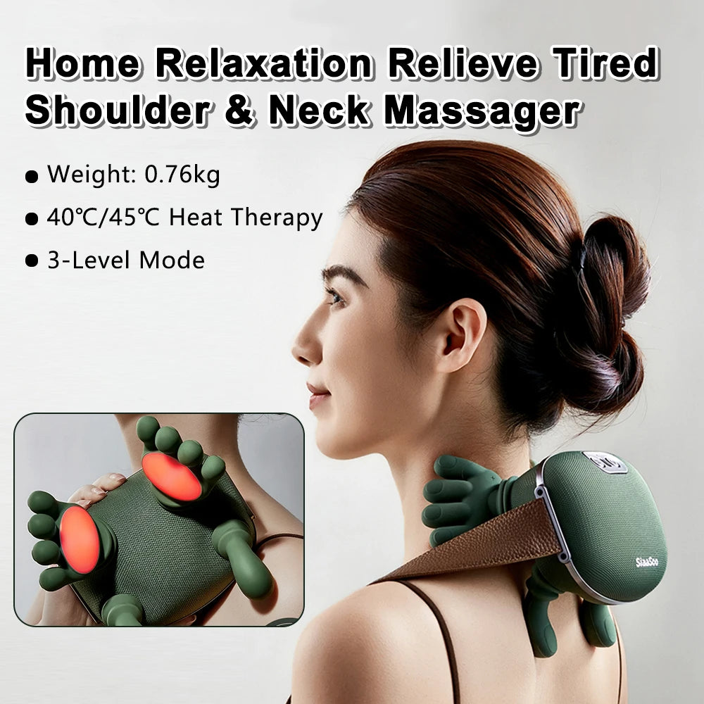 Neck Shoulder Massager Electric Kneading Massager Heated Back Massagers Muscles Massage Pillow Neck Waist Leg Body
