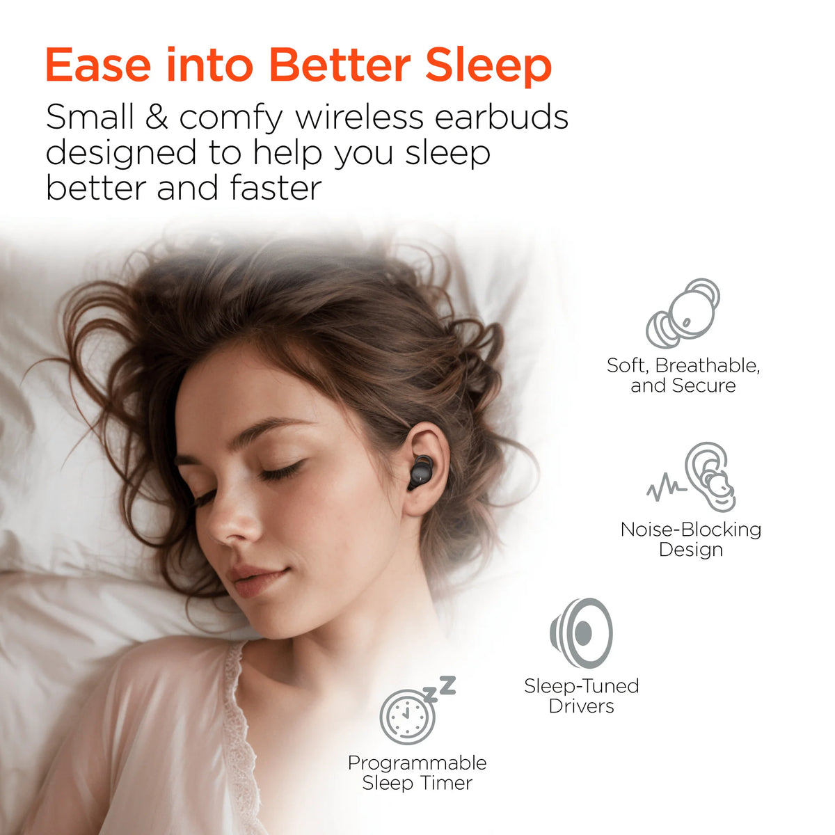 Hypergear Sleepeez Mini Noise-Blocking True Wireless Earbuds for Sleeping