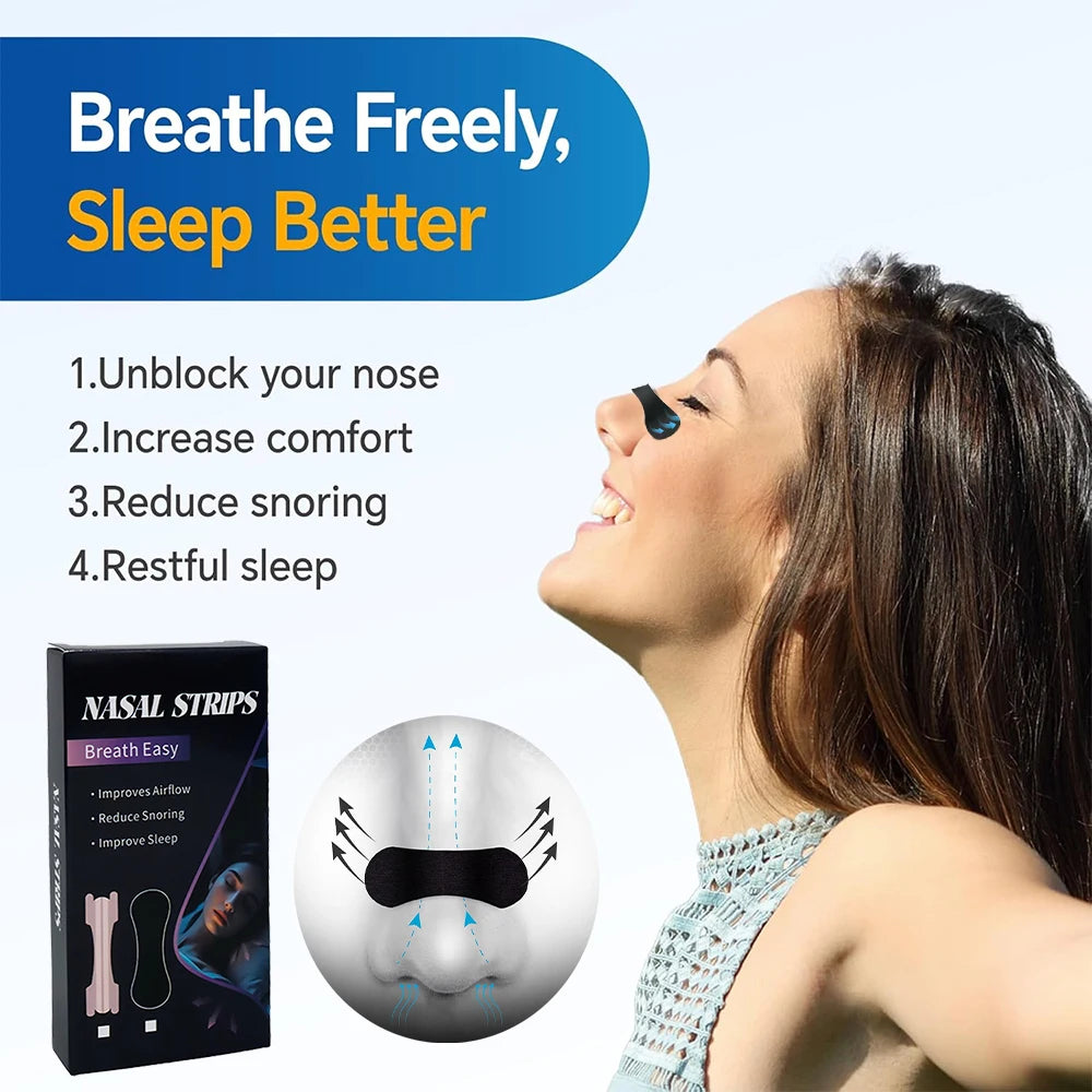 Nasal Strips for Snoring Nasal Patch Correction Physical Expansion Breathable Nasal Patch Better Sleep Anti-Snoring Nasal Strip
