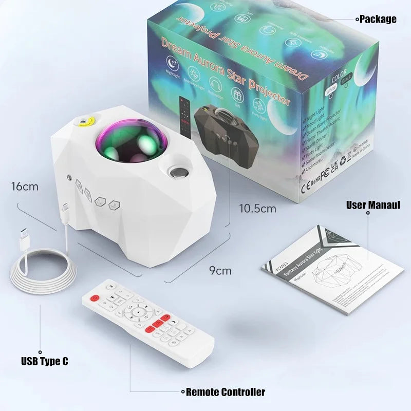 NEW Aurora Projectors Galaxy Star Projector Northern Light Starry Sky Moon Lamp for Bedroom Decor Bluetooth Music Nightlights