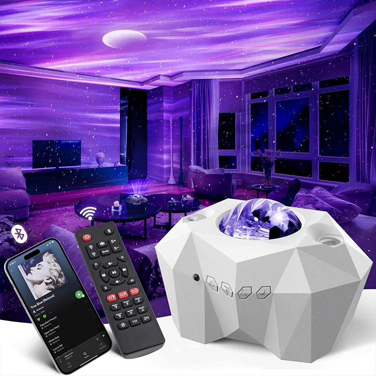 NEW Aurora Projectors Galaxy Star Projector Northern Light Starry Sky Moon Lamp for Bedroom Decor Bluetooth Music Nightlights